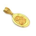 Złoty komplet biżuterii 585 medalik owal chrzest