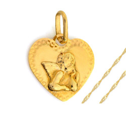 Złoty komplet biżuterii 333 anioł chrzest komunia