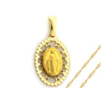 Złoty komplet biżuterii 333 medalik chrzest komunia