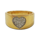 Złoty pierścionek 585 serce zdobione białymi cyrkoniami