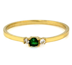 Złoty pierścionek 375 oczko z zieloną cyrkonią 0,78 g