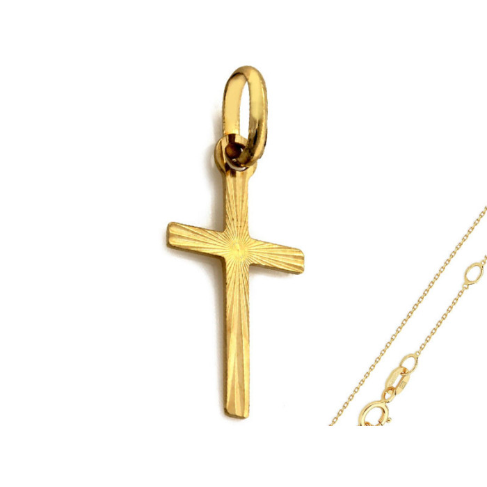 Złoty komplet biżuterii 585 krzyż komunia chrzest