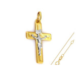 Złoty komplet biżuterii 585 krzyżyk chrzest