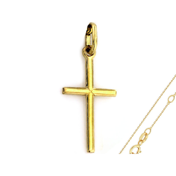 Złoty komplet biżuterii 585 z krzyżykiem chrzest