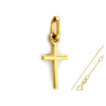 Złoty komplet biżuterii 585 delikatny krzyż chrzest