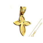 Złoty komplet biżuterii 585 nowoczesny krzyż chrzest