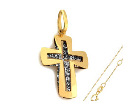 Złoty komplet biżuterii 585 krzyż z ażurem chrzest