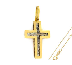 Złoty komplet biżuterii 585 krzyż ażur chrzest