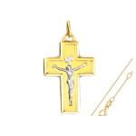 Złoty komplet biżuterii 585 krzyż chrzest komunia