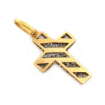 Złoty komplet biżuterii 585 krzyż diamentowanie chrzest