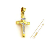 Złoty komplet biżuterii 585 krzyżyk chrzest komunia