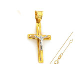 Złoty komplet biżuterii 585 krzyżyk chrzest komunia