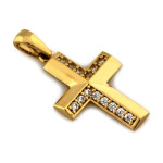Złoty komplet biżuterii 585 krzyż cyrkonie chrzest