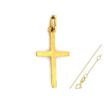 Złoty komplet 585 diamentowany krzyż chrzest