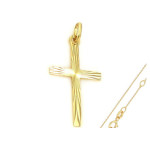 Złoty komplet 585 krzyż promienie chrzest