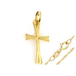 Złoty komplet biżuterii 333 diamentowany krzyż chrzest