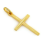 Złoty komplet biżuterii 333 krzyż z nacięciami chrzest