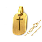 Złoty komplet biżuterii 333 blaszka krzyż chrzest