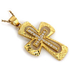 Złoty komplet biżuterii 333 krzyż cyrkonie chrzest