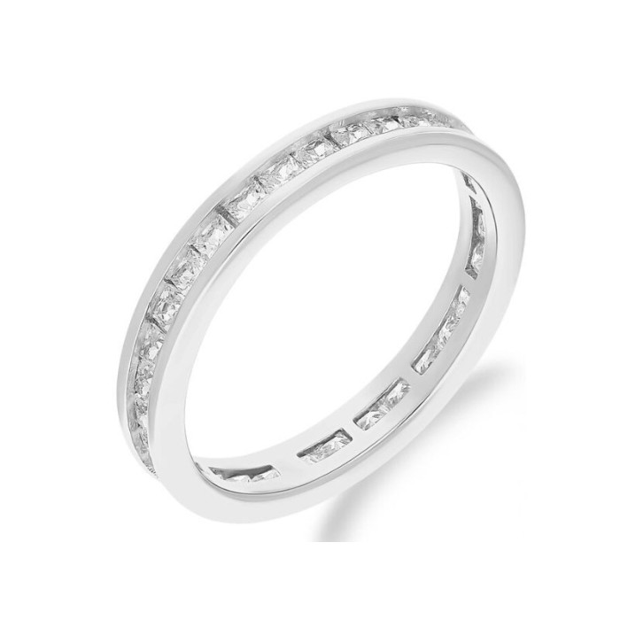 Srebrny pierścionek 925 obrączka kwadratowe cyrkonie