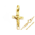 Złoty komplet biżuterii 333 krzyżyk z Jezusem chrzest