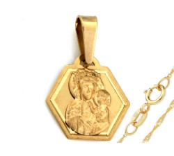 Złoty komplet biżuterii 333 Matka Boska chrzest komunia
