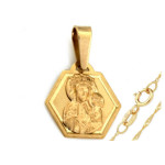 Złoty komplet biżuterii 333 Matka Boska chrzest komunia