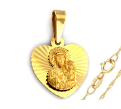 Złoty komplet biżuterii 333 Matka Boska serce chrzest