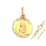 Złoty komplet biżuterii 333 Matka Boska diamentowanie chrzest