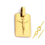 Złoty komplet biżuterii 585 nieśmiertelnik Jezus chrzest