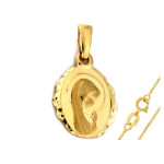 Złoty komplet biżuterii 585 Owal Matka Boska chrzest