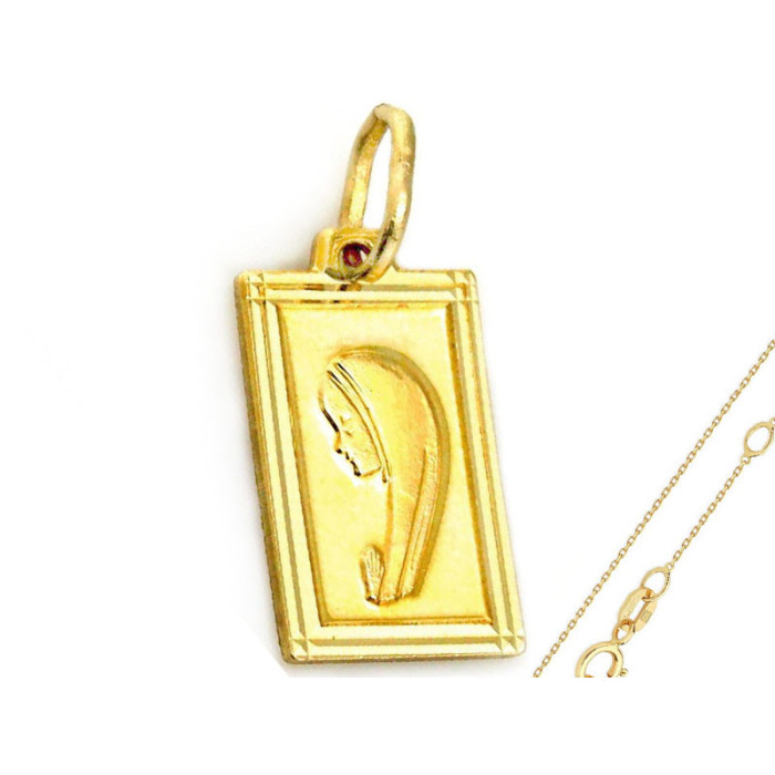 Złoty komplet biżuterii 585 Popiersie Matka Boska chrzest