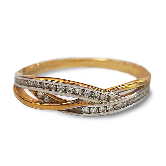 Złoty pierścionek 333 elegancki z cyrkoniami 1,31 g