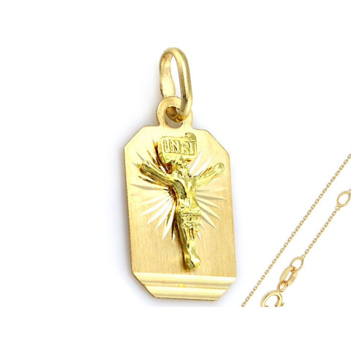 Złoty komplet biżuterii 585 z Jezusem chrzest