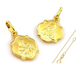Złoty komplet biżuterii 585 szkaplerz chrzest Komunia