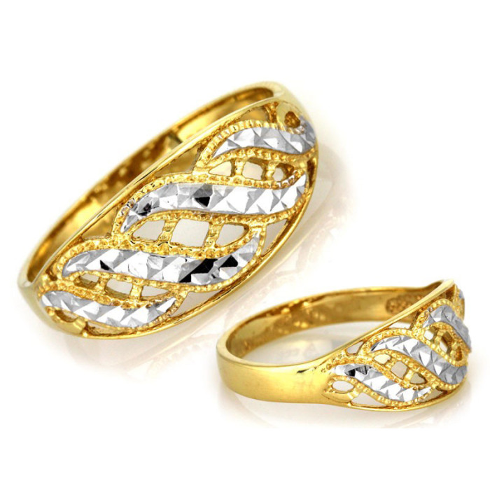 Złoty pierścionek 375 ażurowy z białym złotem 1,89g