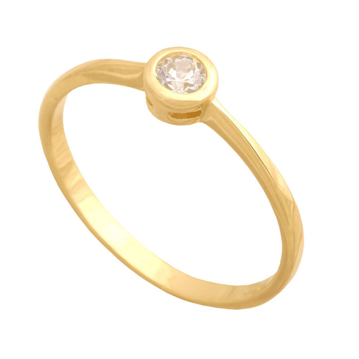 Złoty pierścionek 585 z białą cyrkonią 12r