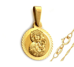 Złoty komplet biżuterii 333 Matka Boska na chrzest