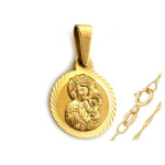 Złoty komplet biżuterii 333 Matka Boska na chrzest