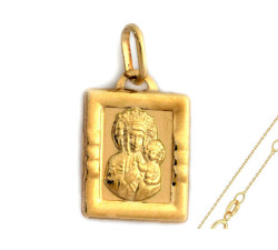 Złoty komplet 585 medalik prostokątny Chrzest
