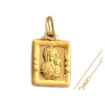 Złoty komplet 585 medalik prostokątny Chrzest