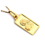Złoty komplet 585 prostokątny medalik Chrzest
