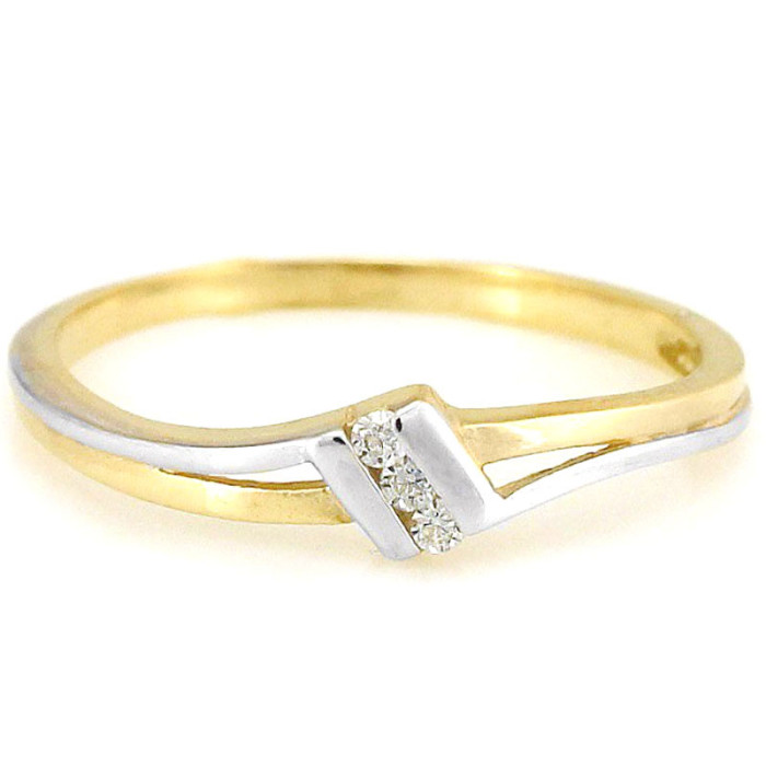 Złoty pierścionek 333 z białym złotem cyrkonie