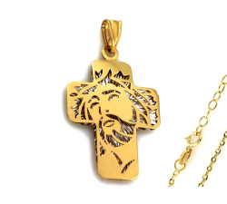 Złoty komplet biżuterii 375 krzyż z Jezusem chrzets komunia