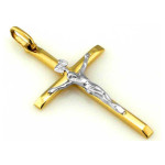 Złoty komplet biżuterii 375 krzyż Jezus chrzest komunia