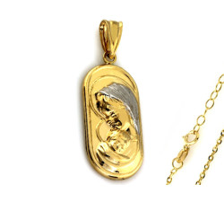 Złoty komplet biżuterii 375 Matka Boska chrzest komunia