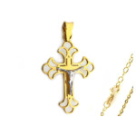 Złoty komplet biżuterii 585 krzyż białe złoto chrzest
