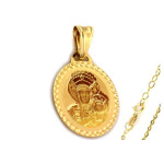 Złoty komplet biżuterii 585 medalik Matka Boska chrzest