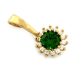 Złoty komplet biżuterii 585 delikatny zielone cyrkonie 4,15g