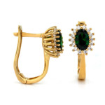 Złoty komplet biżuterii 585 delikatny zielone cyrkonie 3,86g